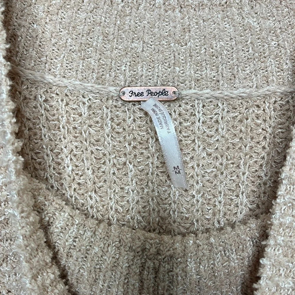 NWT Free People Ivory Knit Wide Neck Cropped Sweater Women Size M